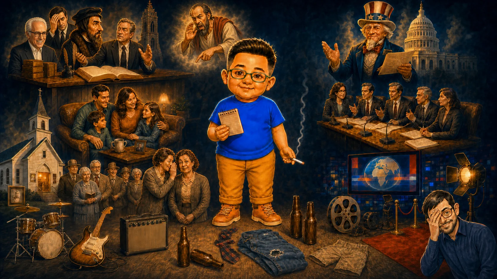 Silly Sam satirical interactive collage